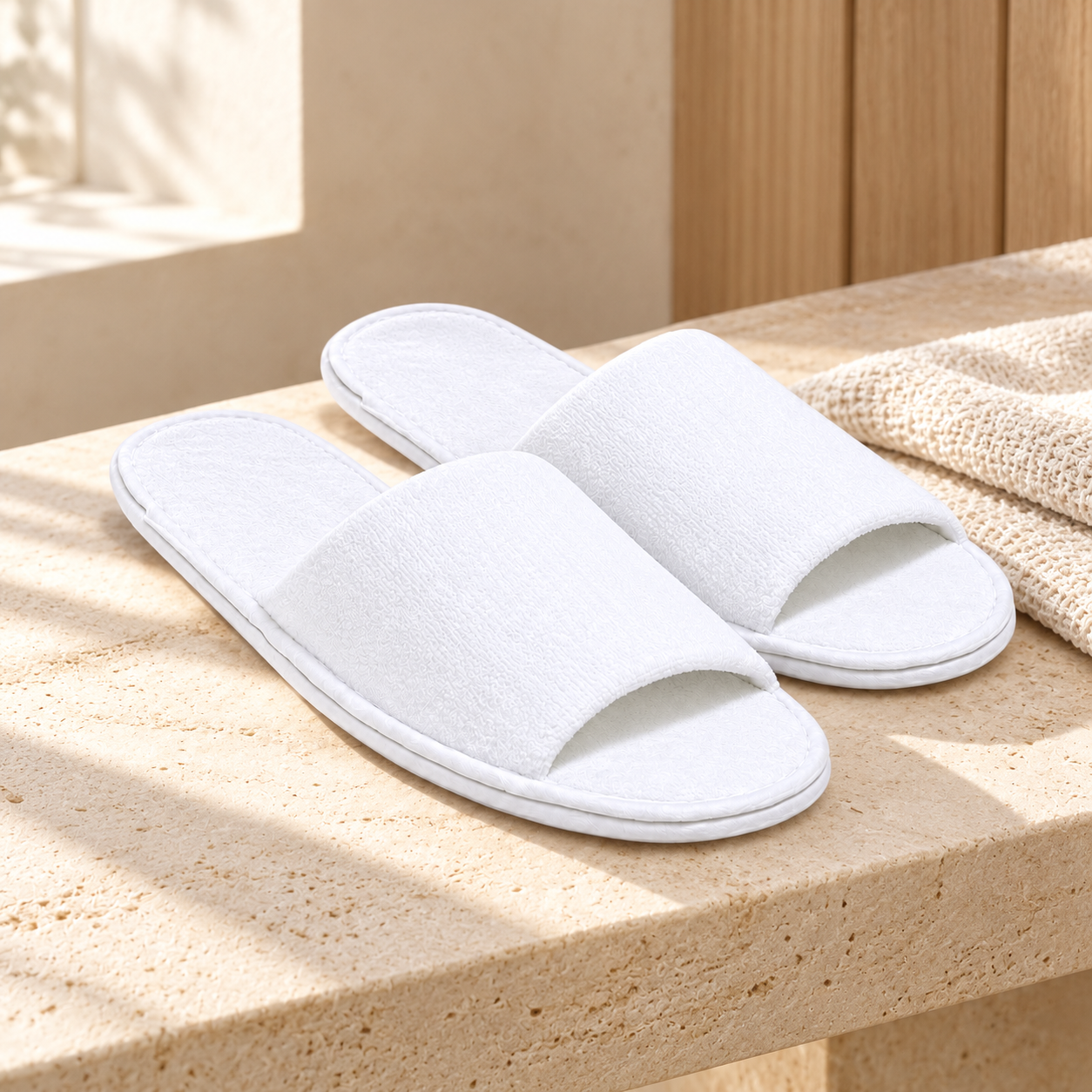 Grand Open-Toe Velour Slipper