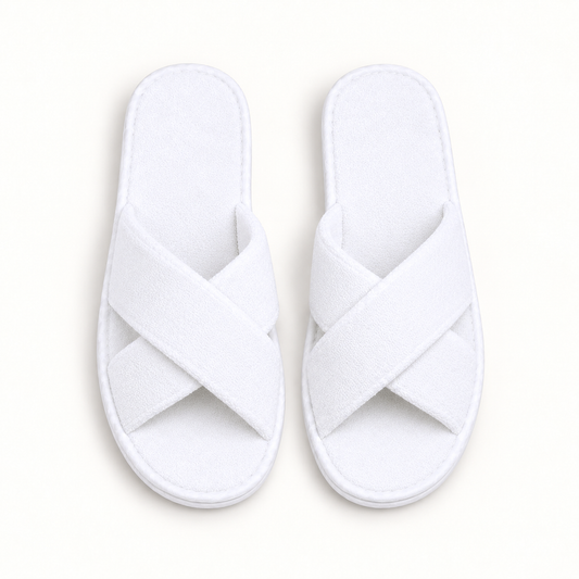 Atelier Cross-Strap Velour Slipper — overhead