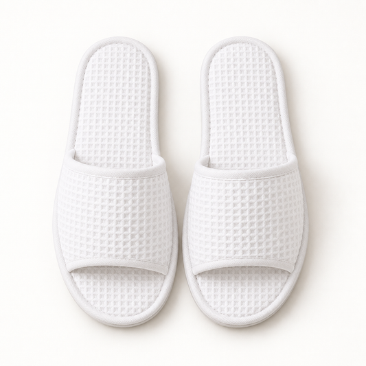 Serenity Open-Toe Waffle Slipper — overhead