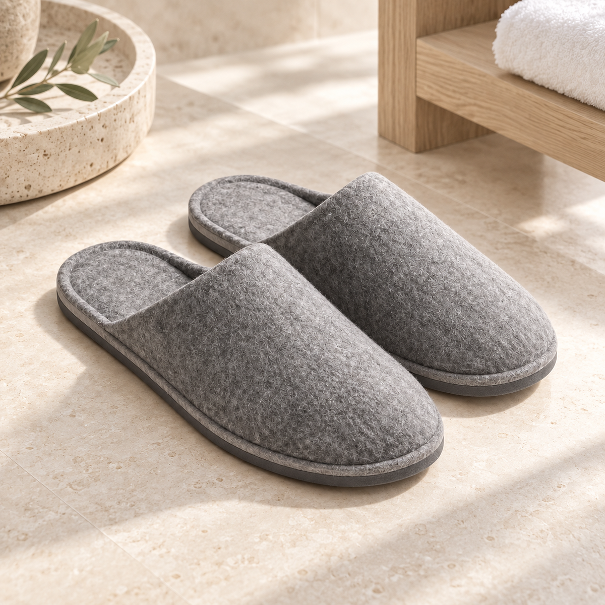 ReNew Felt Open-Heel Slipper — hospitality setting
