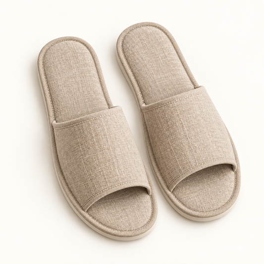 Linen Spa Open-Toe Slipper — overhead