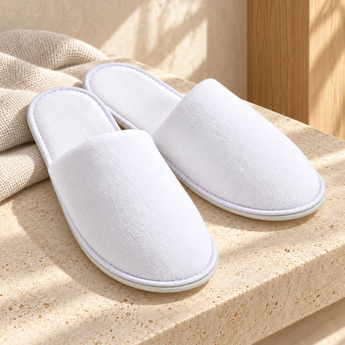 Grand Closed-Toe Velour Slipper — hospitality setting