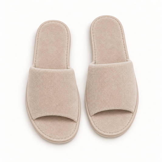 Maison Open-Toe Velour Slipper — overhead