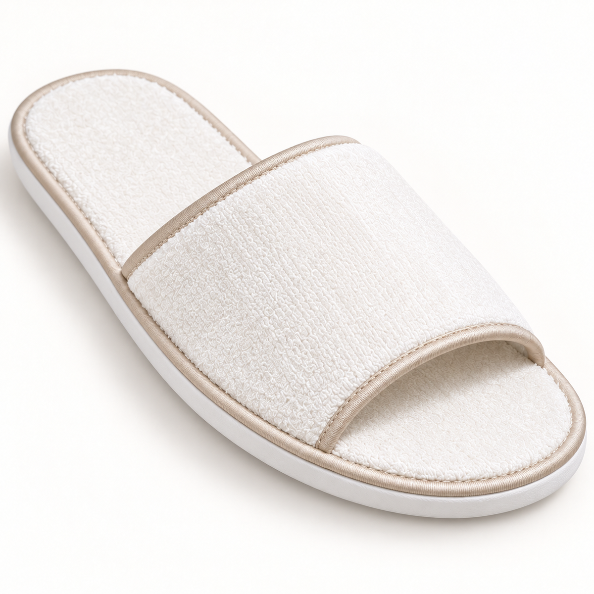 Reserve Open-Toe Piped Velour Slipper — material