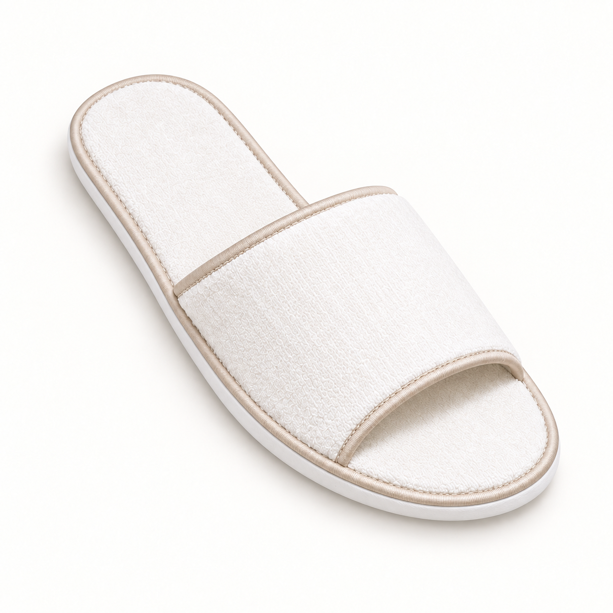 Reserve Open-Toe Piped Velour Slipper — footbed