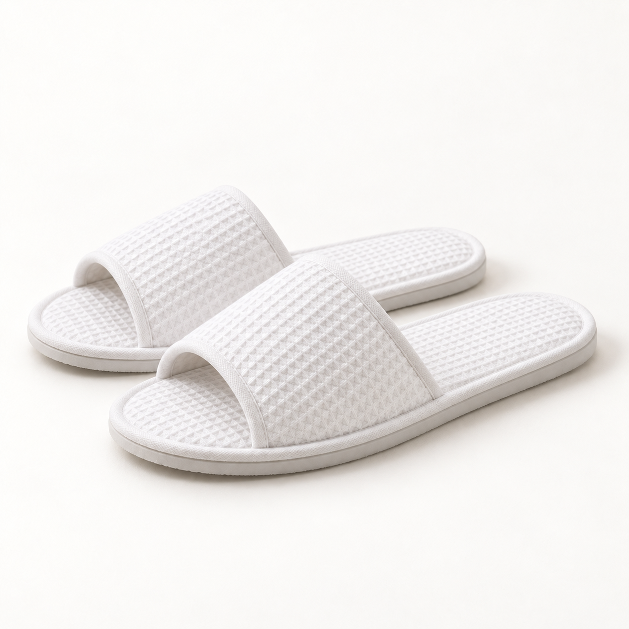 Serenity Open-Toe Waffle Slipper — profile