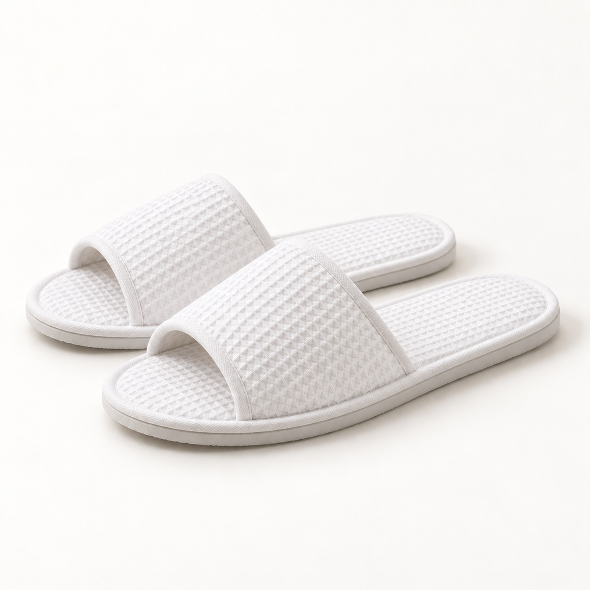 Serenity Open-Toe Waffle Slipper — profile