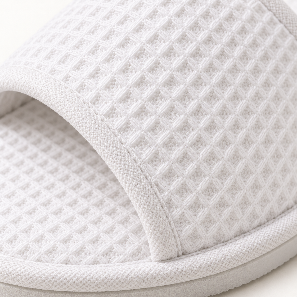 Serenity Open-Toe Waffle Slipper — material