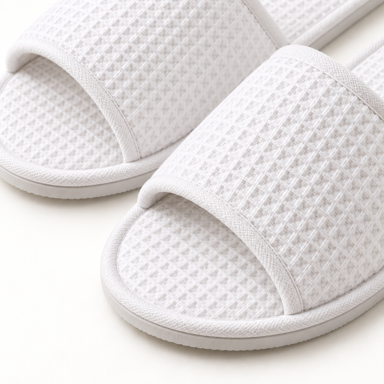 Serenity Open-Toe Waffle Slipper — footbed