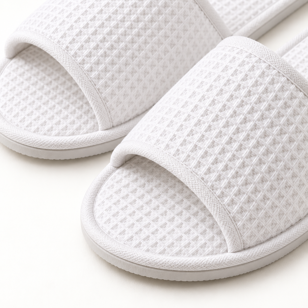 Serenity Open-Toe Waffle Slipper — footbed
