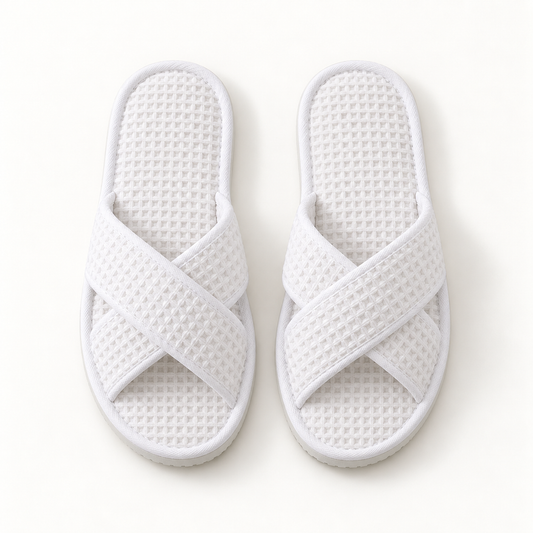 Retreat Cross-Strap Waffle Slipper — overhead