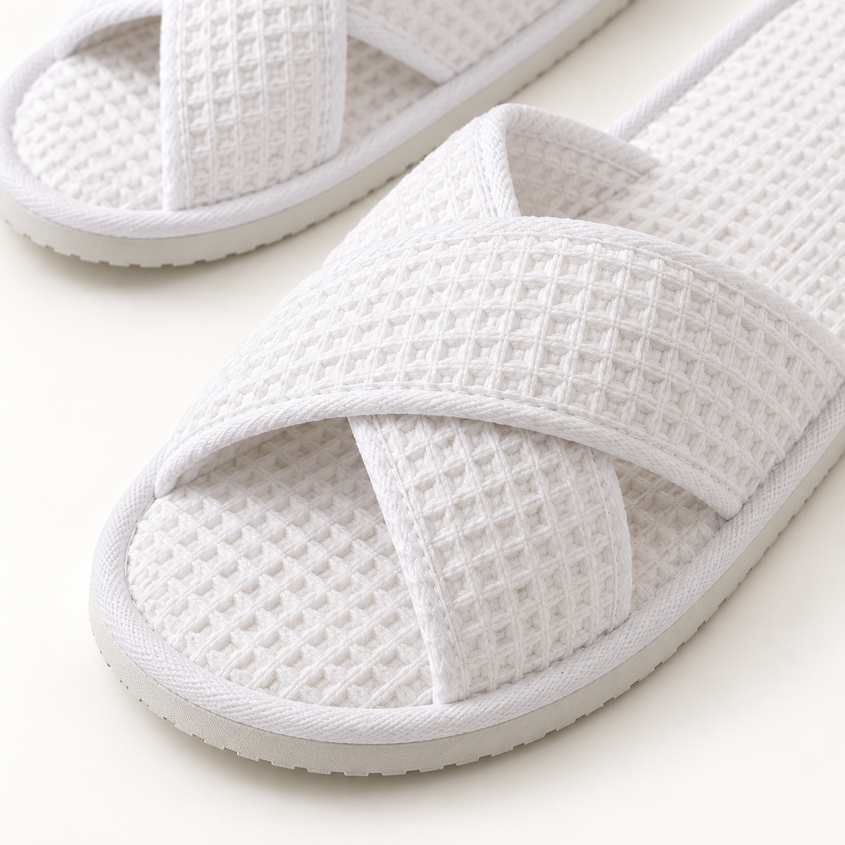 Retreat Cross-Strap Waffle Slipper — footbed