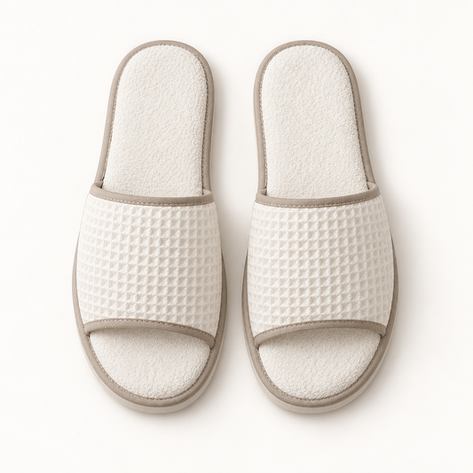 Spa Suite Open-Toe Piped Slipper — overhead