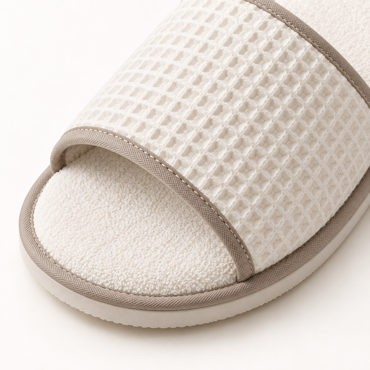 Spa Suite Open-Toe Piped Slipper — footbed