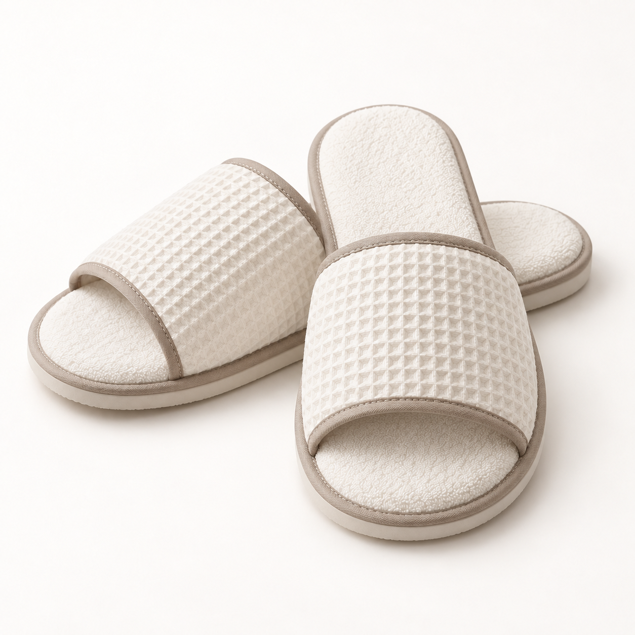 Spa Suite Open-Toe Piped Slipper — pair alternate