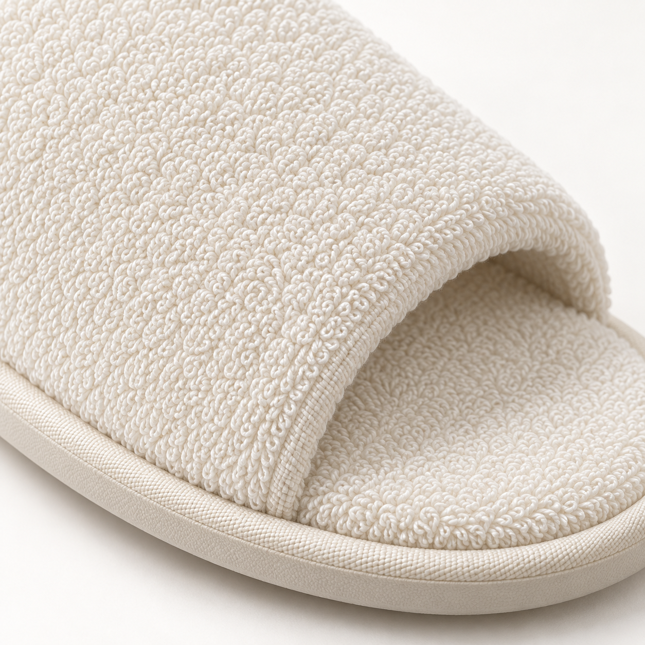 Haven Open-Toe Terry Slipper — material