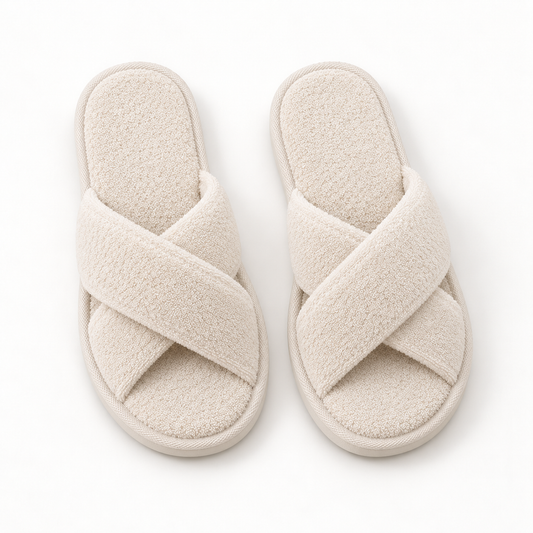 Signature Cross-Strap Terry Slipper — overhead