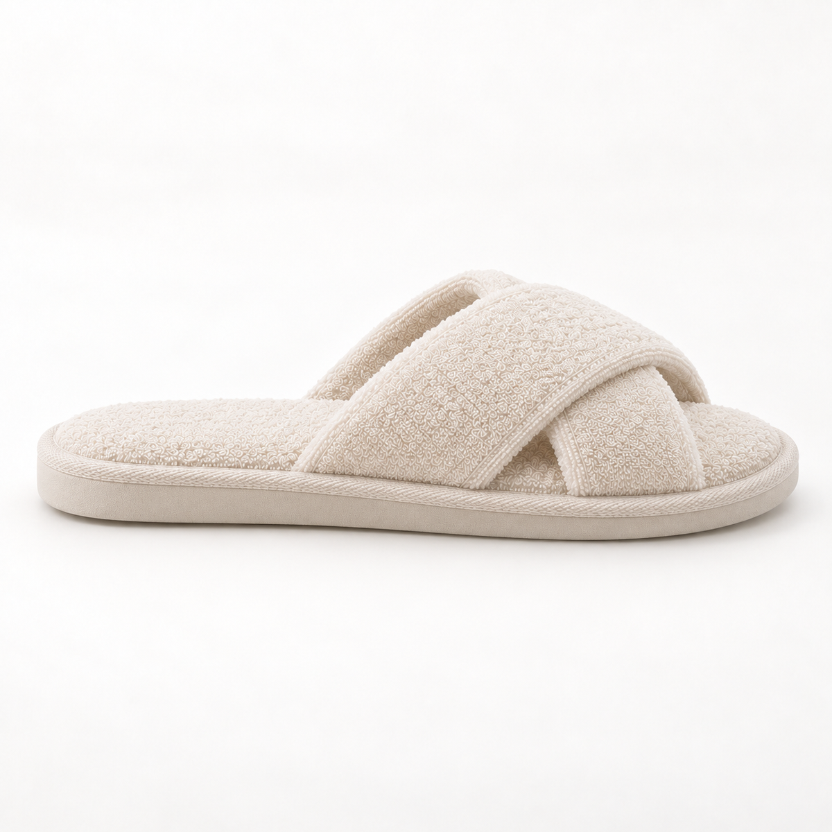 Signature Cross-Strap Terry Slipper — profile