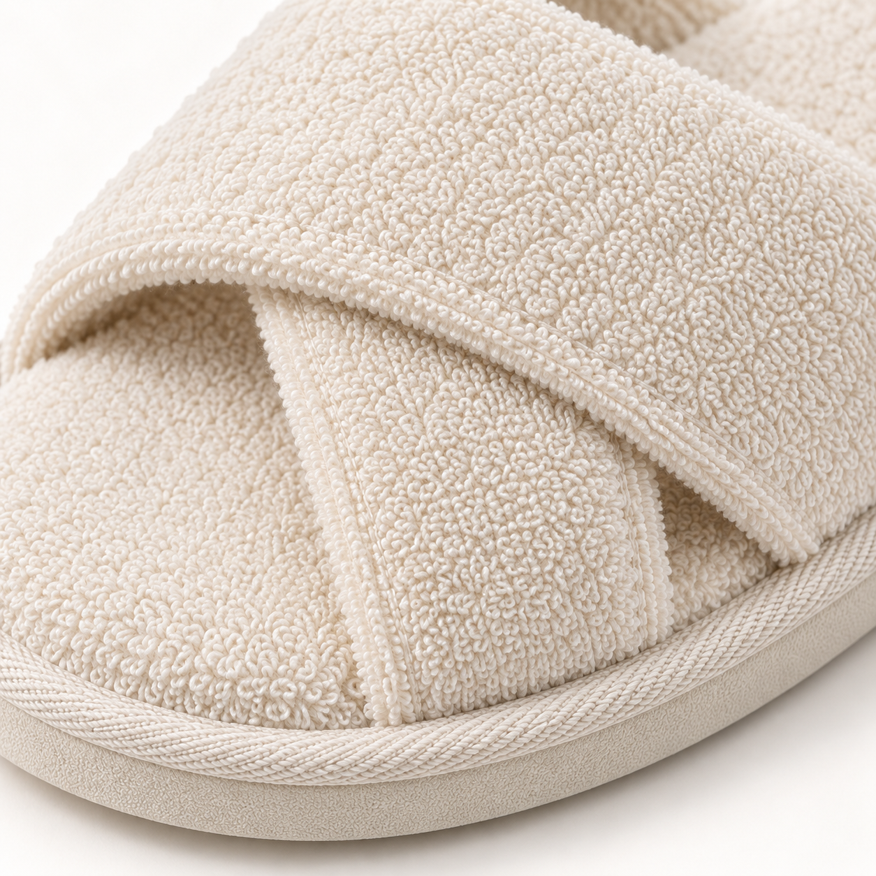 Signature Cross-Strap Terry Slipper — material