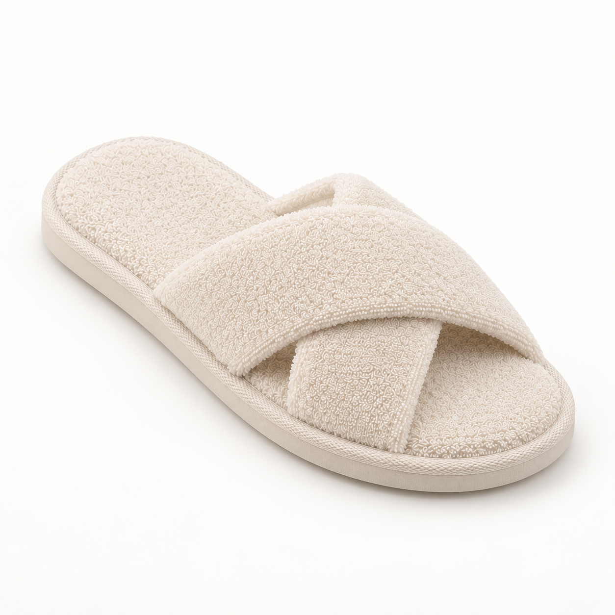 Signature Cross-Strap Terry Slipper — single