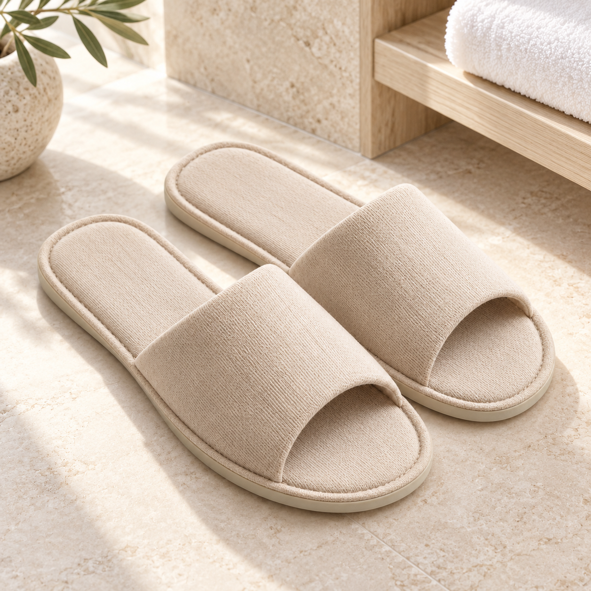 Bamboo Air Open-Toe Slipper — hospitality setting