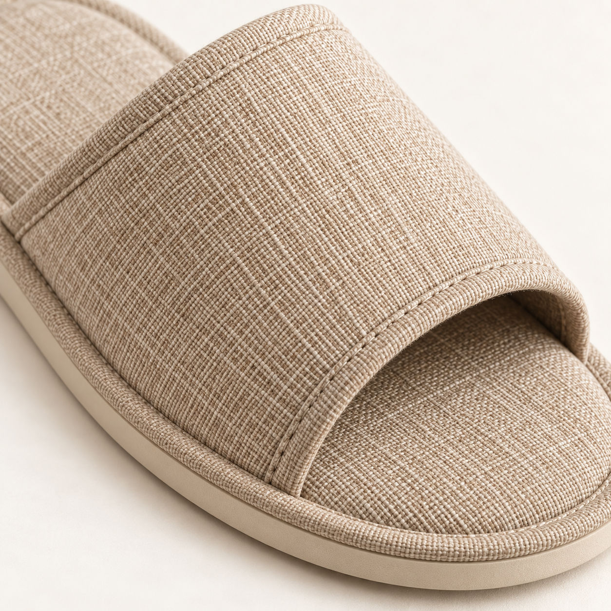 Linen Spa Open-Toe Slipper — material