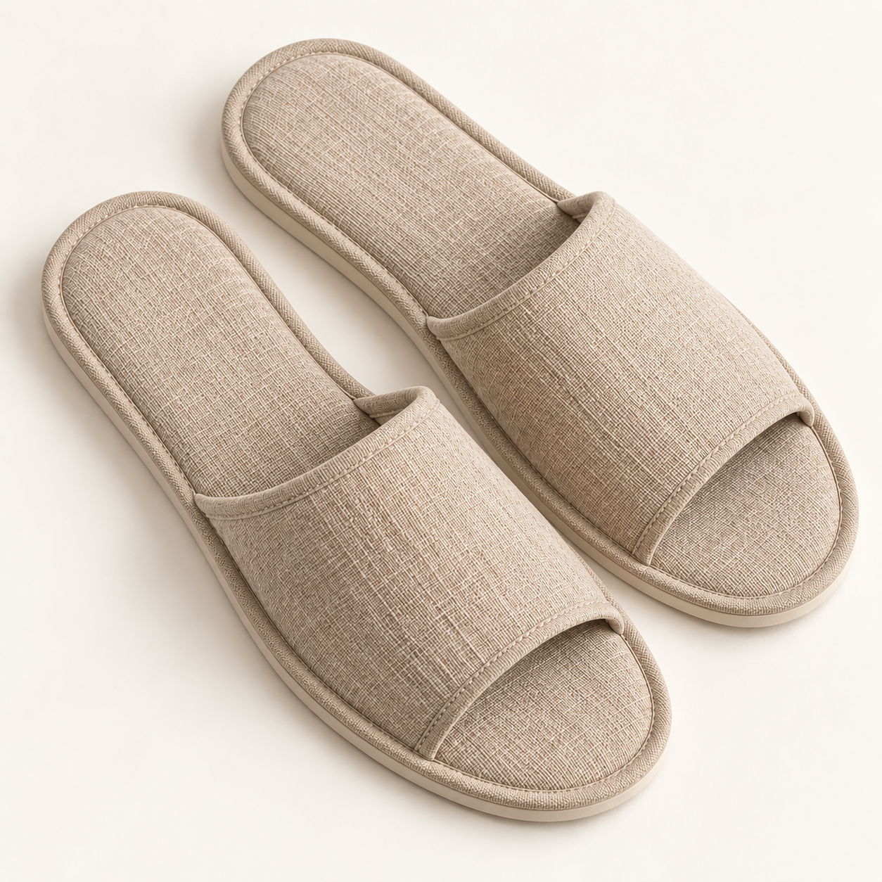 Linen Spa Open-Toe Slipper — footbed