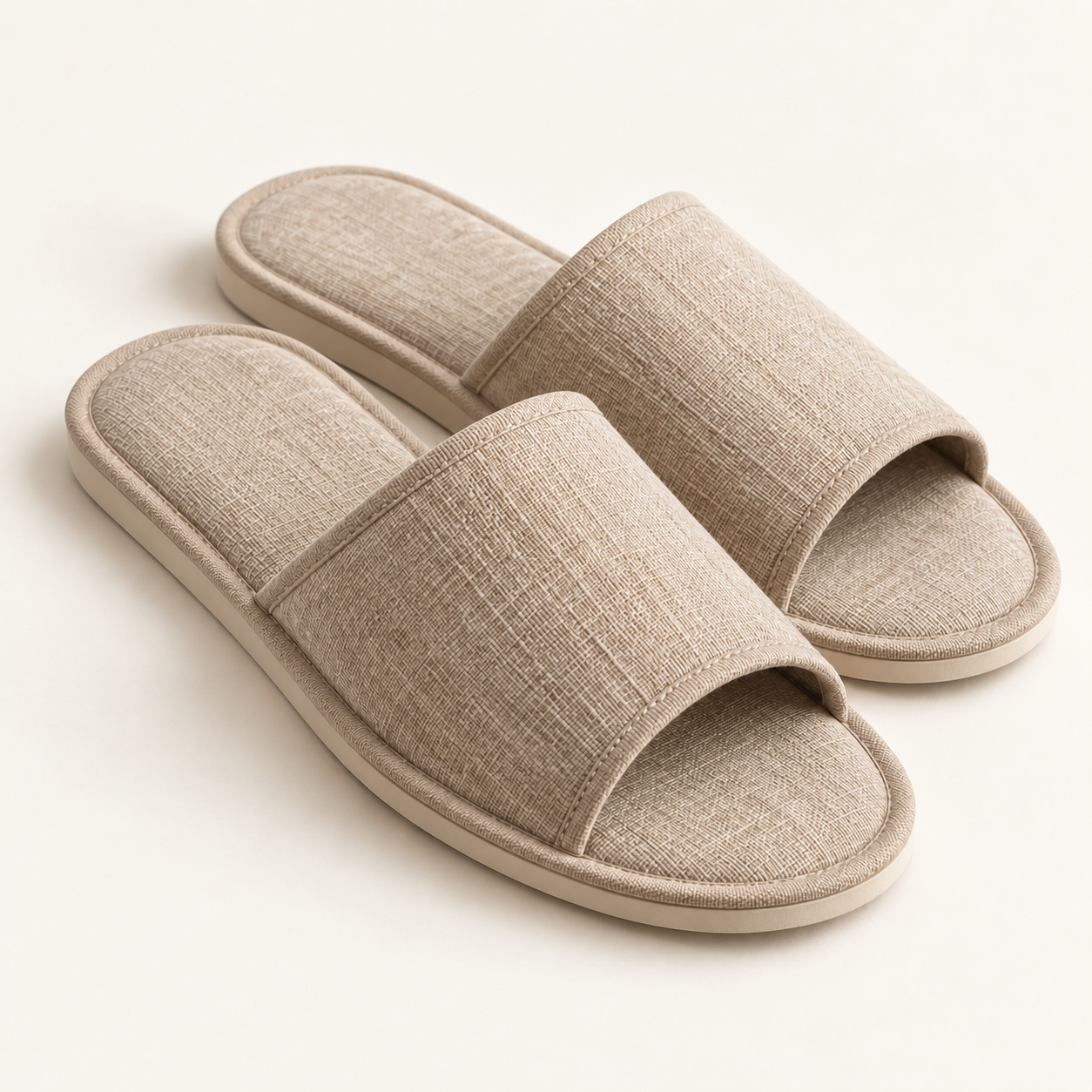 Linen Spa Open-Toe Slipper — pair alternate