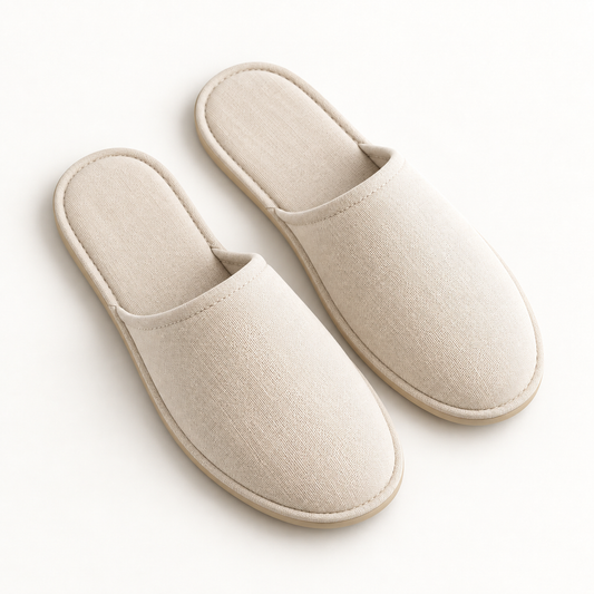 Cotton Canvas Closed-Toe Slipper — overhead