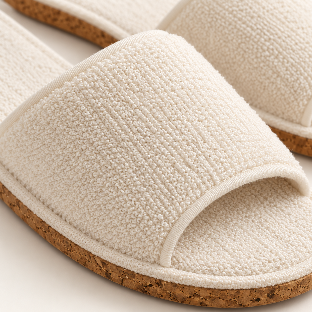Cork Sole Open-Toe Slipper — material