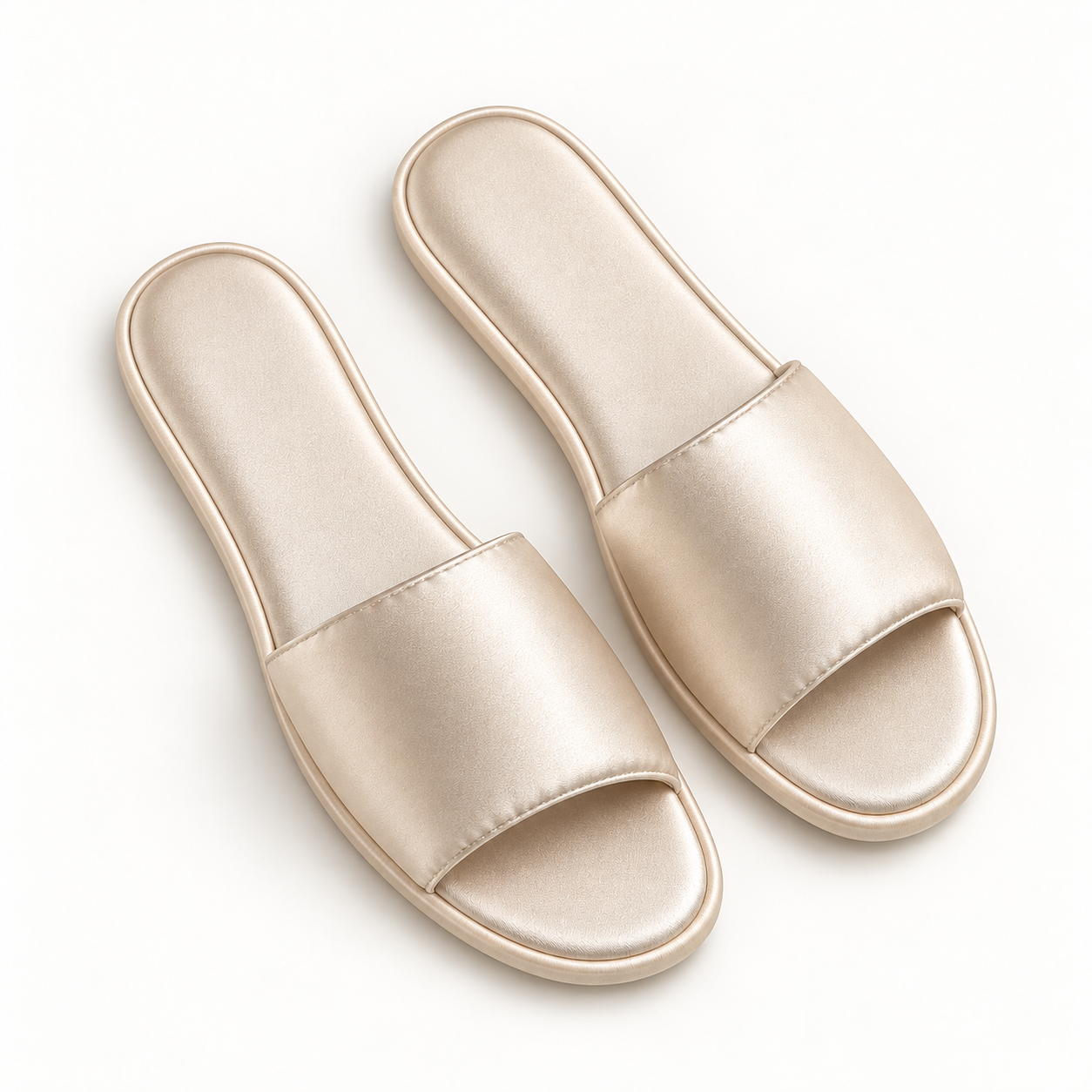Pearl Satin Open-Toe Slipper — overhead
