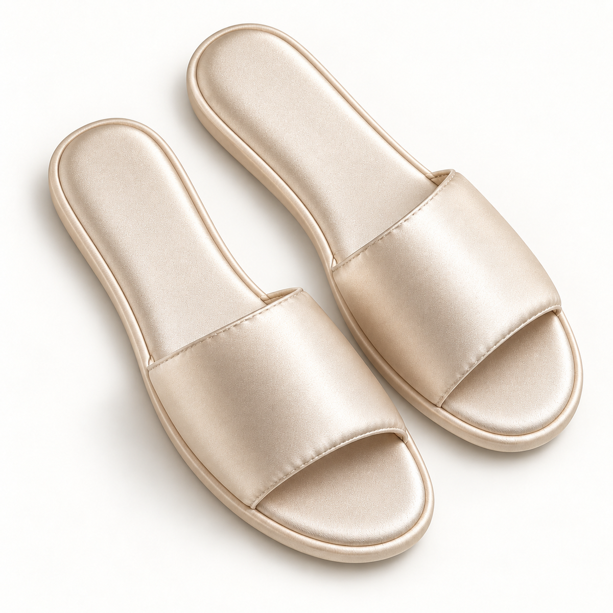 Pearl Satin Open-Toe Slipper — footbed