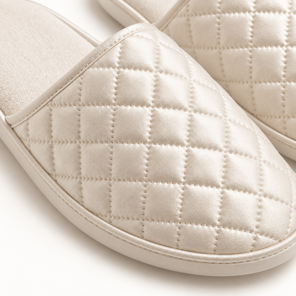 Opaline Quilted Closed-Toe Slipper — material
