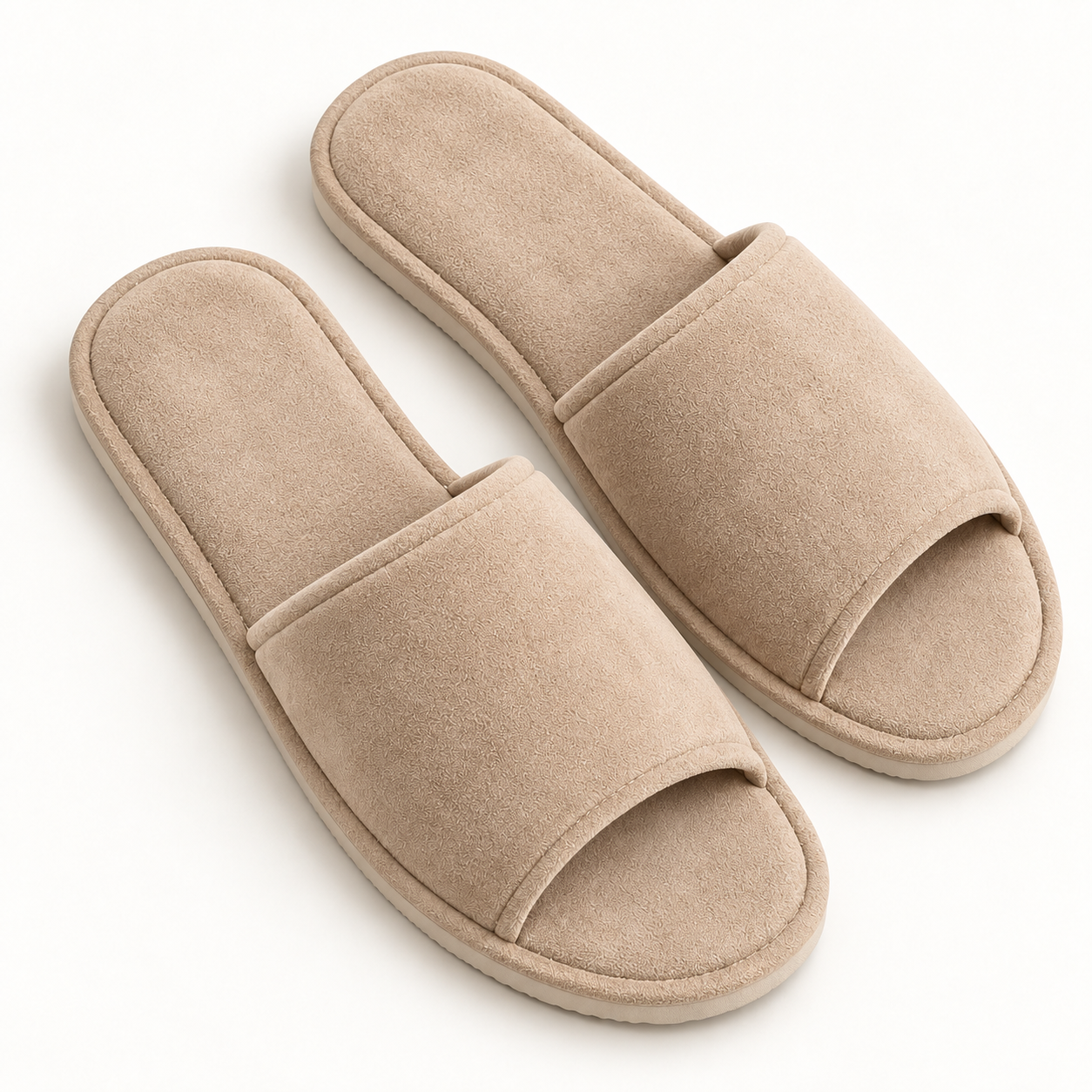 Riviera Faux-Suede Open-Toe Slipper — footbed