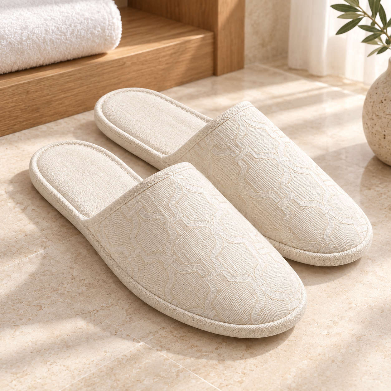 Palace Jacquard Closed-Toe Slipper — hospitality setting